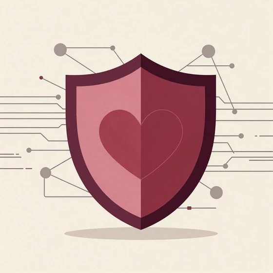 Security shield with heart symbol representing encrypted privacy protections for casual dating members on VIP Dating24